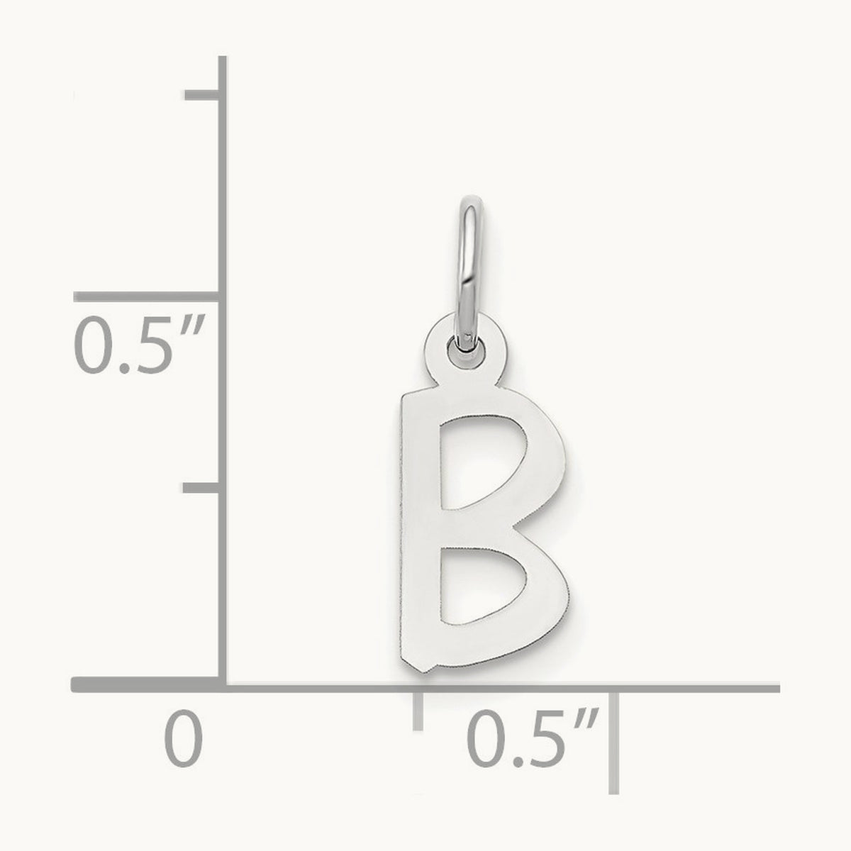 Small Slanted Block Initial Charm — 14K White Gold, B
