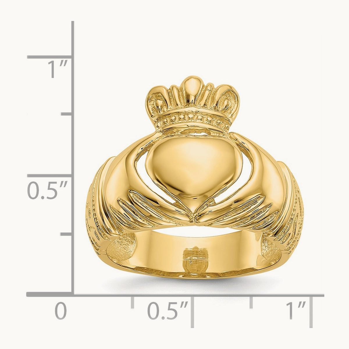 Polished Domed Claddagh Ring, 14K
