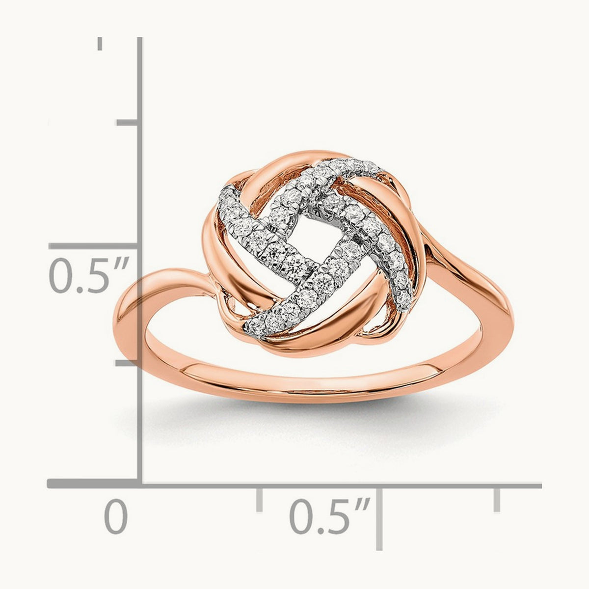 Polished Diamond Love Knot Ring, 14K Rose Gold