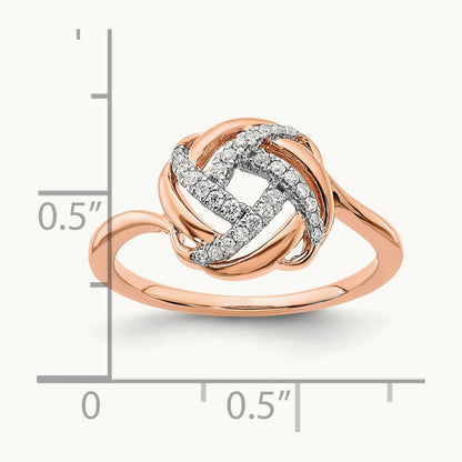 Polished Diamond Love Knot Ring, 14K Rose Gold