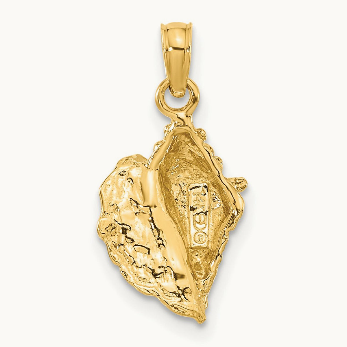Solid Polished Conch Shell Pendant, 14K