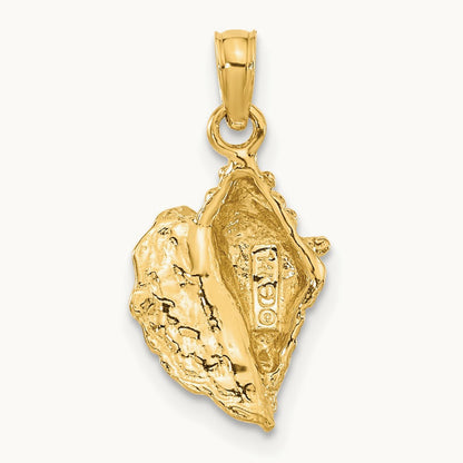 Solid Polished Conch Shell Pendant, 14K
