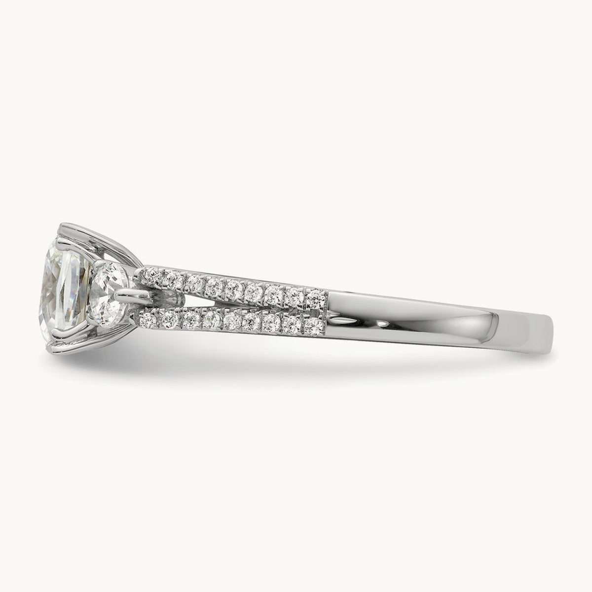 3 Stone Cushion Semi-Mount Engagement Ring — 1 ct, 7