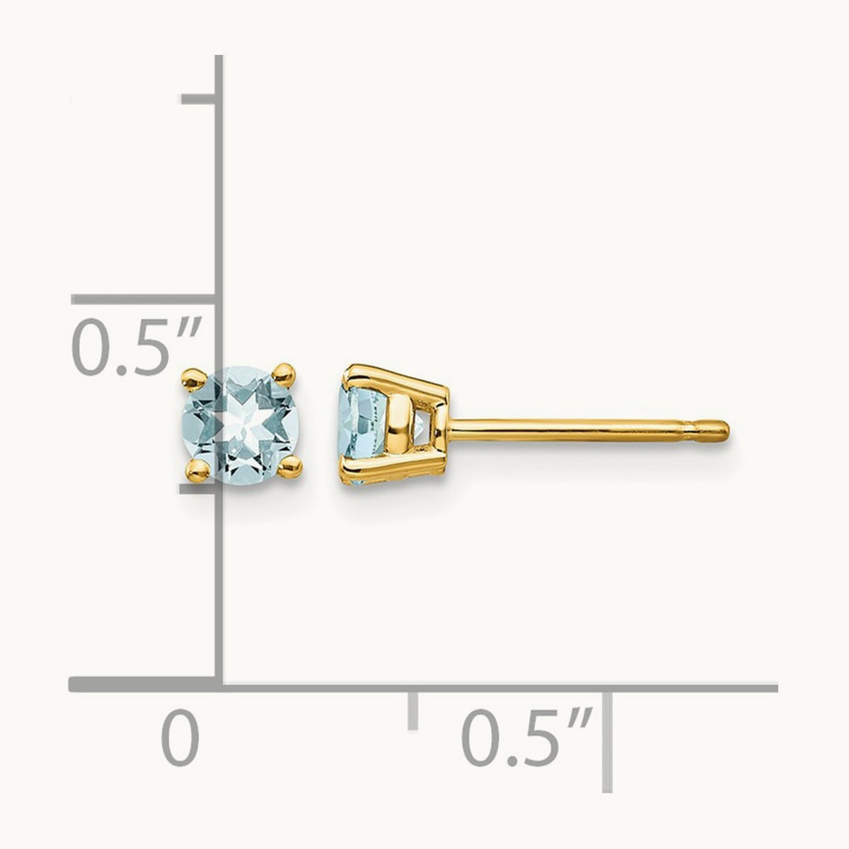 Aquamarine Post Earrings, 14K