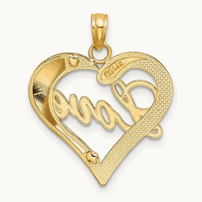 Heart Diamond-cut LOVE Charm, 14K with White Rhodium