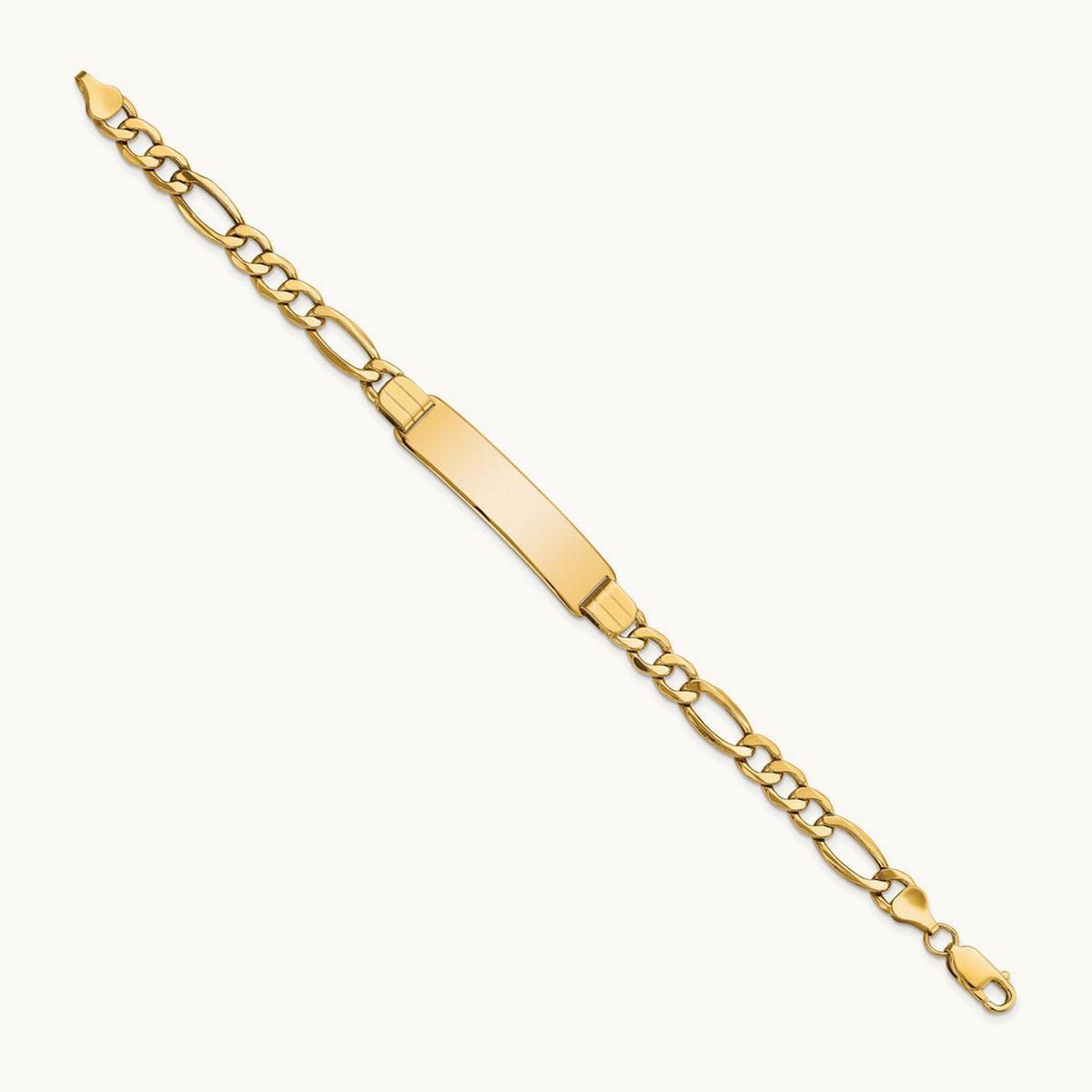 Polished Semi-Solid Figaro ID Bracelet, 14K