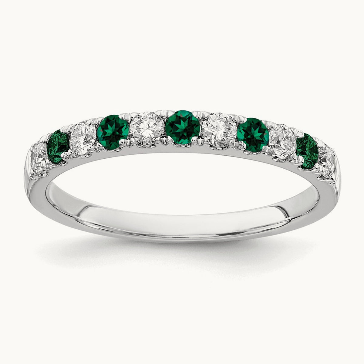 Created Emerald Band, 0.50 ct tw Lab-Grown Diamond