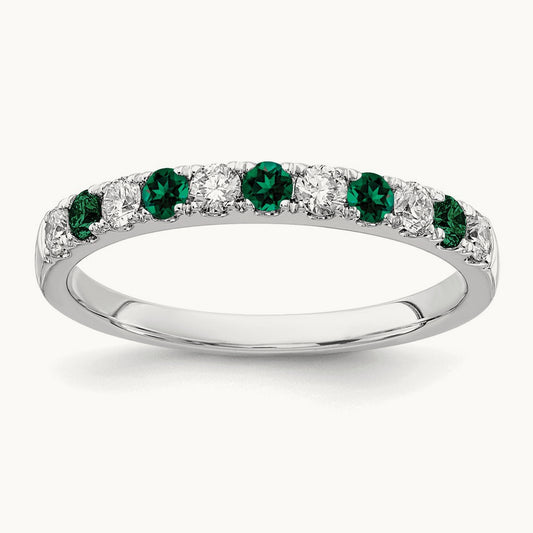Created Emerald Band, 0.50 ct tw Lab-Grown Diamond