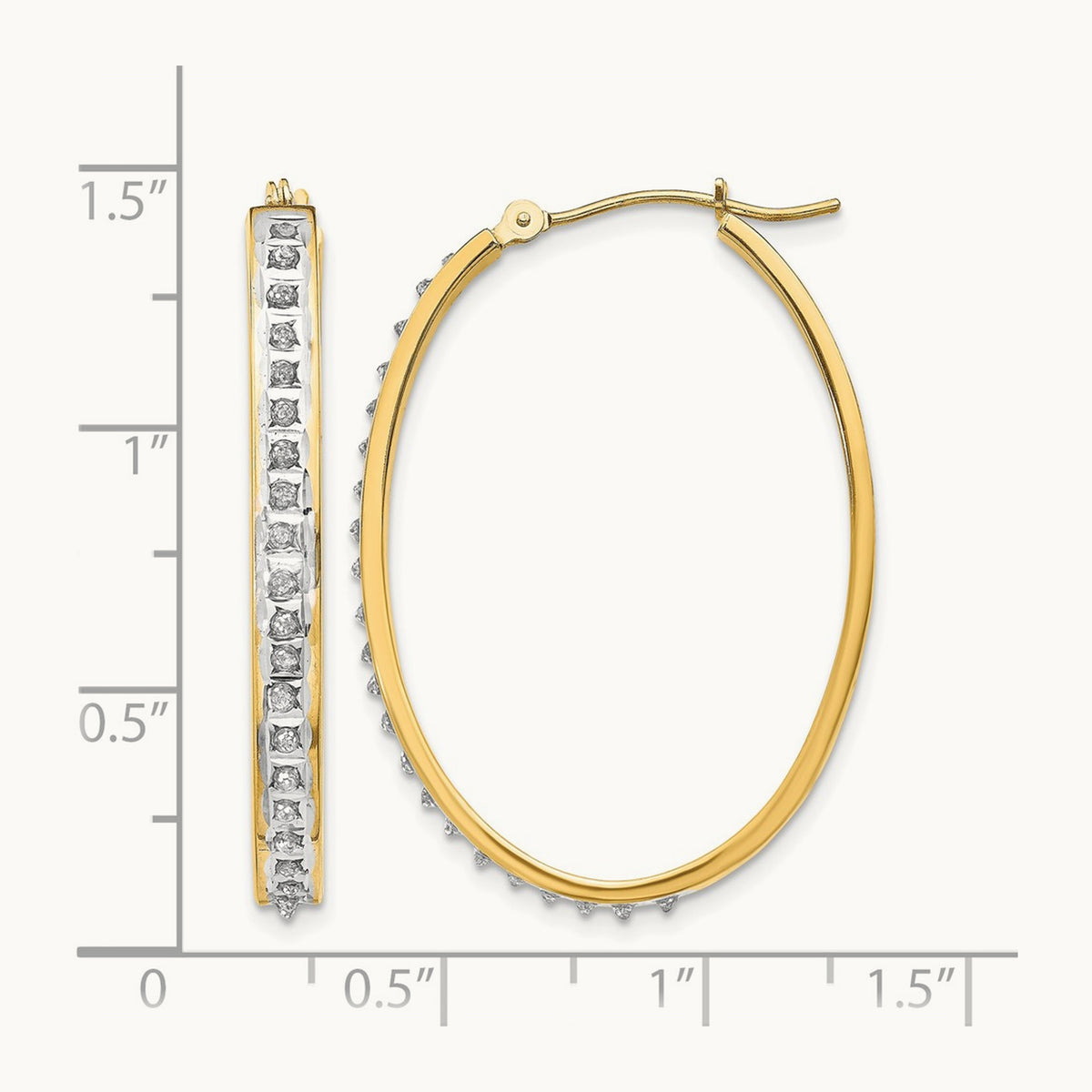 Diamond Fascination Diamond Dust/Accent Oval Hoop Earrings — 37mm