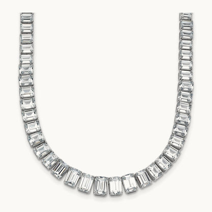 Emerald Graduated Tennis Necklace, 29.25 ct tw Lab-Grown Diamond