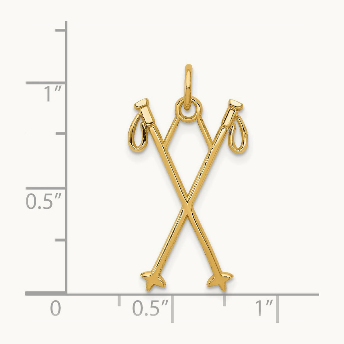 Ski Poles Charm, 14K