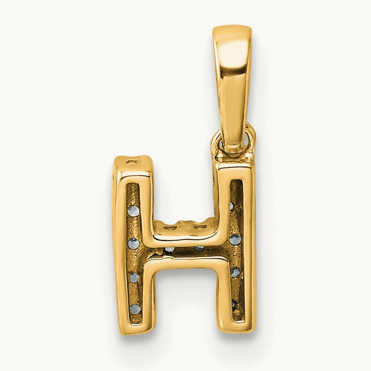 Diamond Initial with Bail Pendant — 14K Yellow Gold, H