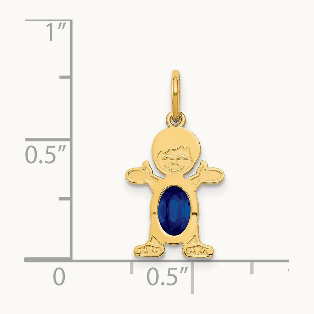 Boy 6x4 Oval Genuine Sapphire-September — 14K Yellow Gold