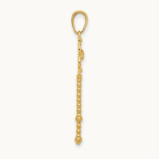 D/C Floral Key Pendant, 14K with White Rhodium