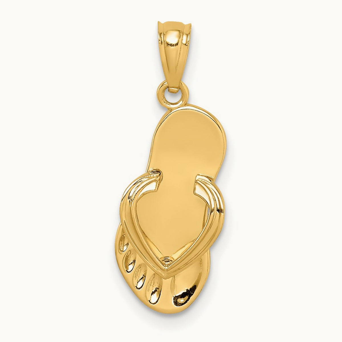3D Flip Flop Pendant, 14K