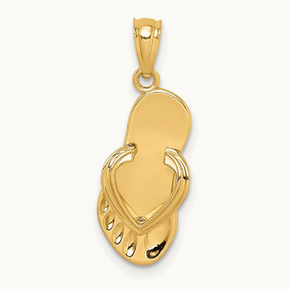 3D Flip Flop Pendant, 14K