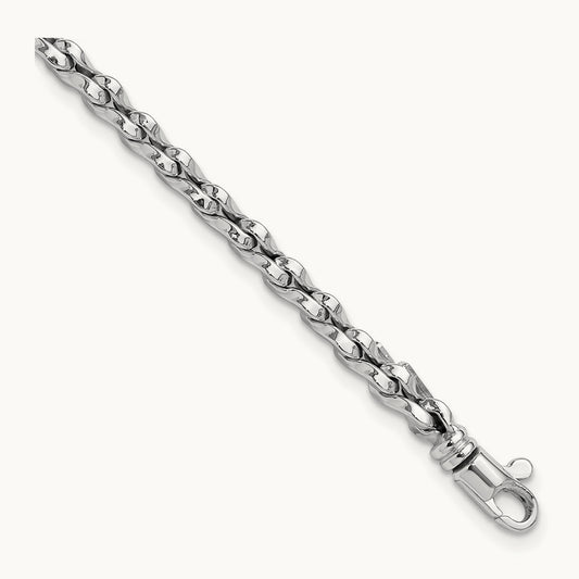 Polished Fancy Link Bracelet, 14K White Gold