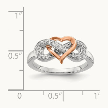 Diamond Heart Infinity Symbol Ring, 14K Two Tone
