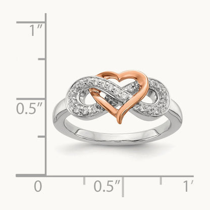Diamond Heart Infinity Symbol Ring, 14K Two Tone