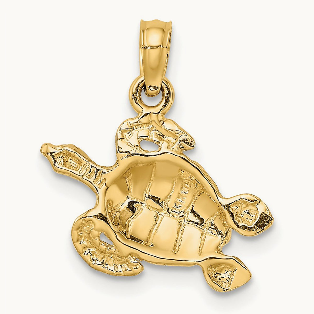 Textured Sea Turtle Charm, 14K