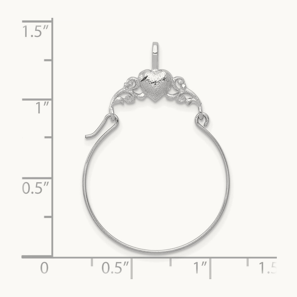 Polished Heart Charm Holder — 14K White Gold