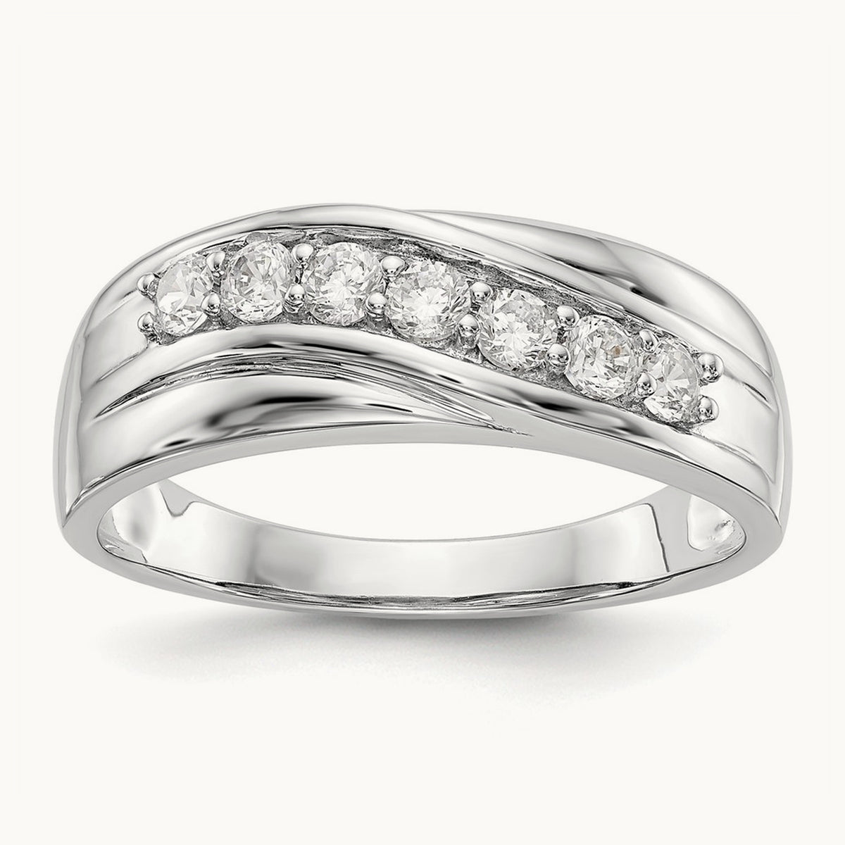 Seven Stone Men's Ring, 0.50 ct tw Lab-Grown Diamond — 14K White Gold