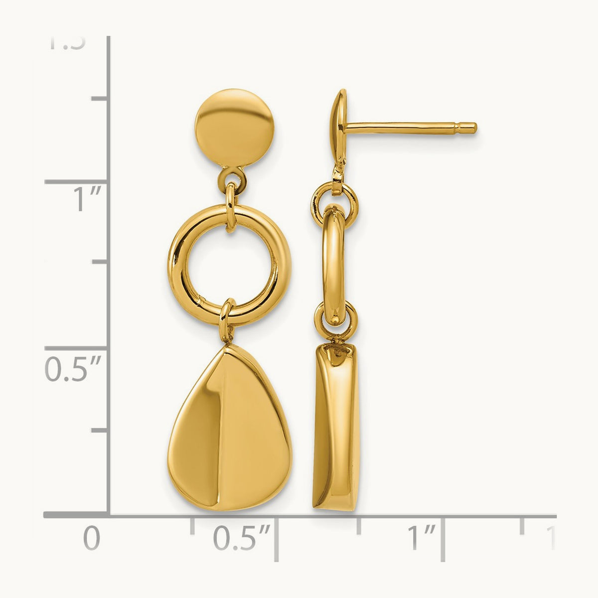 Polished Geometric Fancy Dangle Post Earrings, 14K — Leslie's