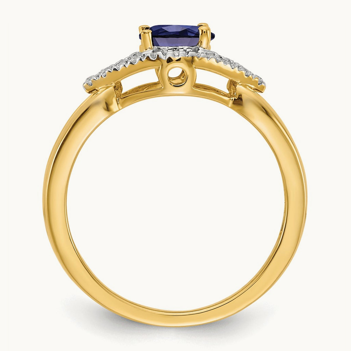Created Blue Sapphire Ring — 14K Yellow Gold, 7