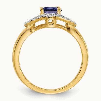 Created Blue Sapphire Ring — 14K Yellow Gold, 7