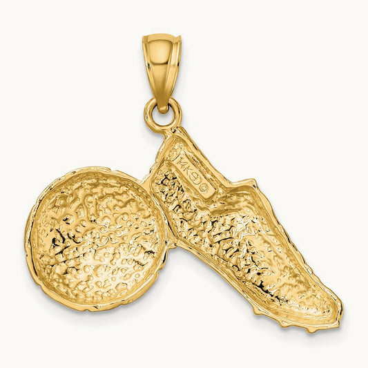 2-D Polished Soccer Ball and Shoe Charm, 14K