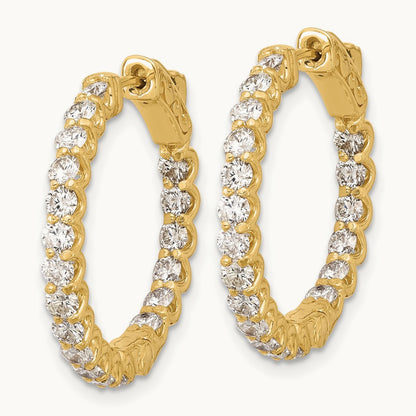 1.55ct. 38- In/Out Hoop w/ Safety Clasp Earrings, 2.5mm, 14K