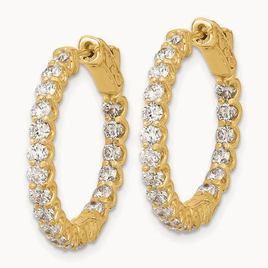 1.55ct. 38- In/Out Hoop w/ Safety Clasp Earrings, 2.5mm, 14K