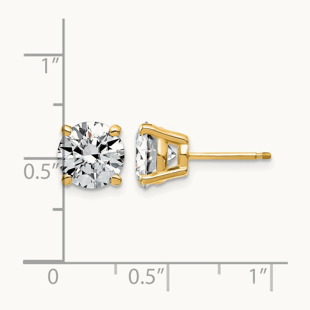 Round Angled Stud Earrings, 0.50-4.00 ct tw Lab-Grown Diamond — 4 ct, 14K Yellow Gold