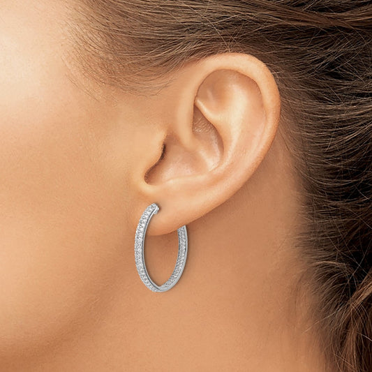 Diamond In/Out Hinged Hoop Earrings — 26mm