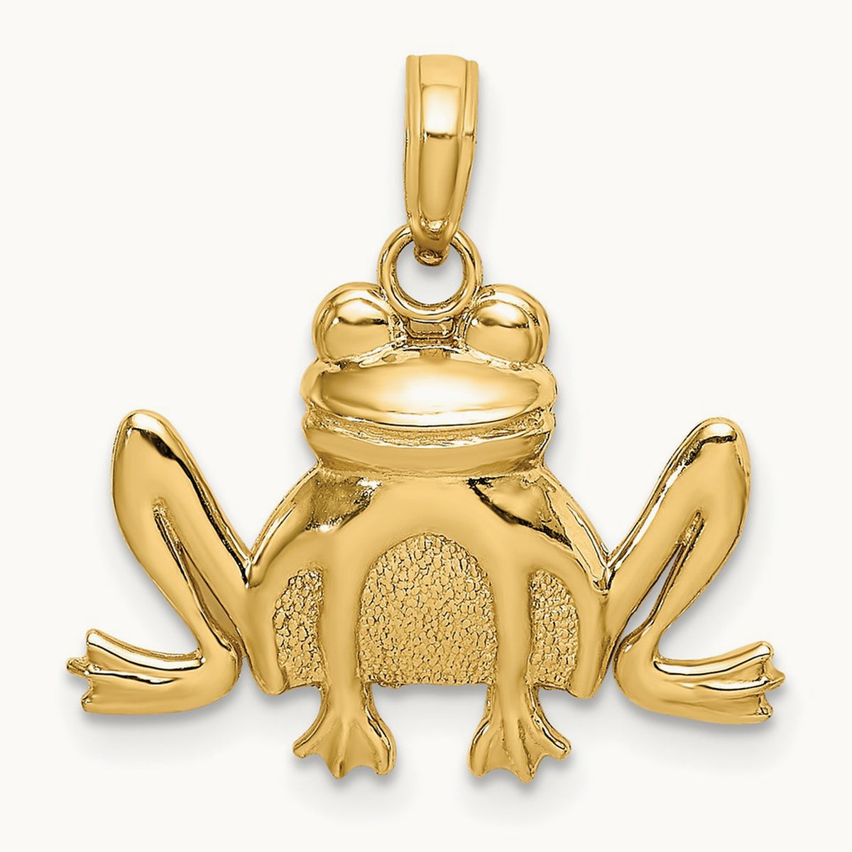 Textured Sitting Frog Charm, 14K