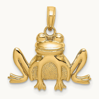 Textured Sitting Frog Charm, 14K