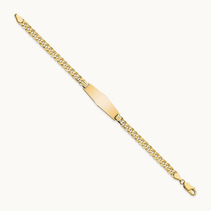 Soft Diamond Shape Flat Curb Link ID Bracelet, 14K