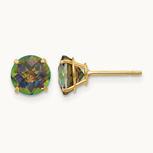 Round Mystic Topaz Post Earrings — 6mm
