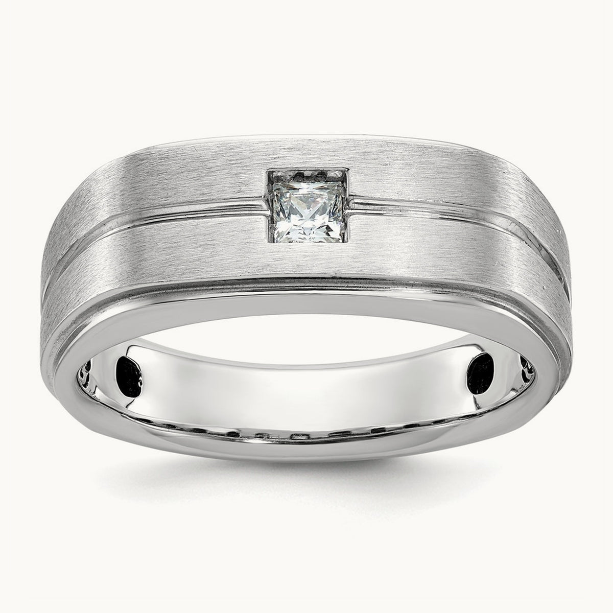 IBGoodman Men's Polished/Satin Diamond Complete Ring, 14K White Gold