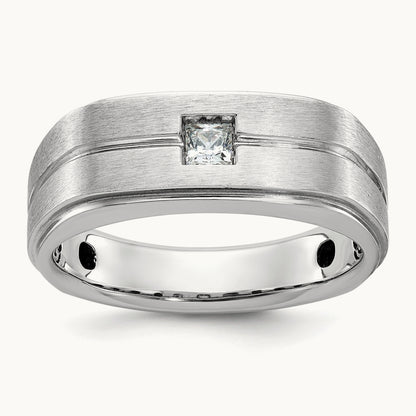 IBGoodman Men's Polished/Satin Diamond Complete Ring, 14K White Gold