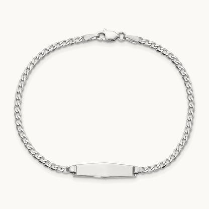 WG Soft Diamond Shape Flat Curb Link ID Bracelet, 14K