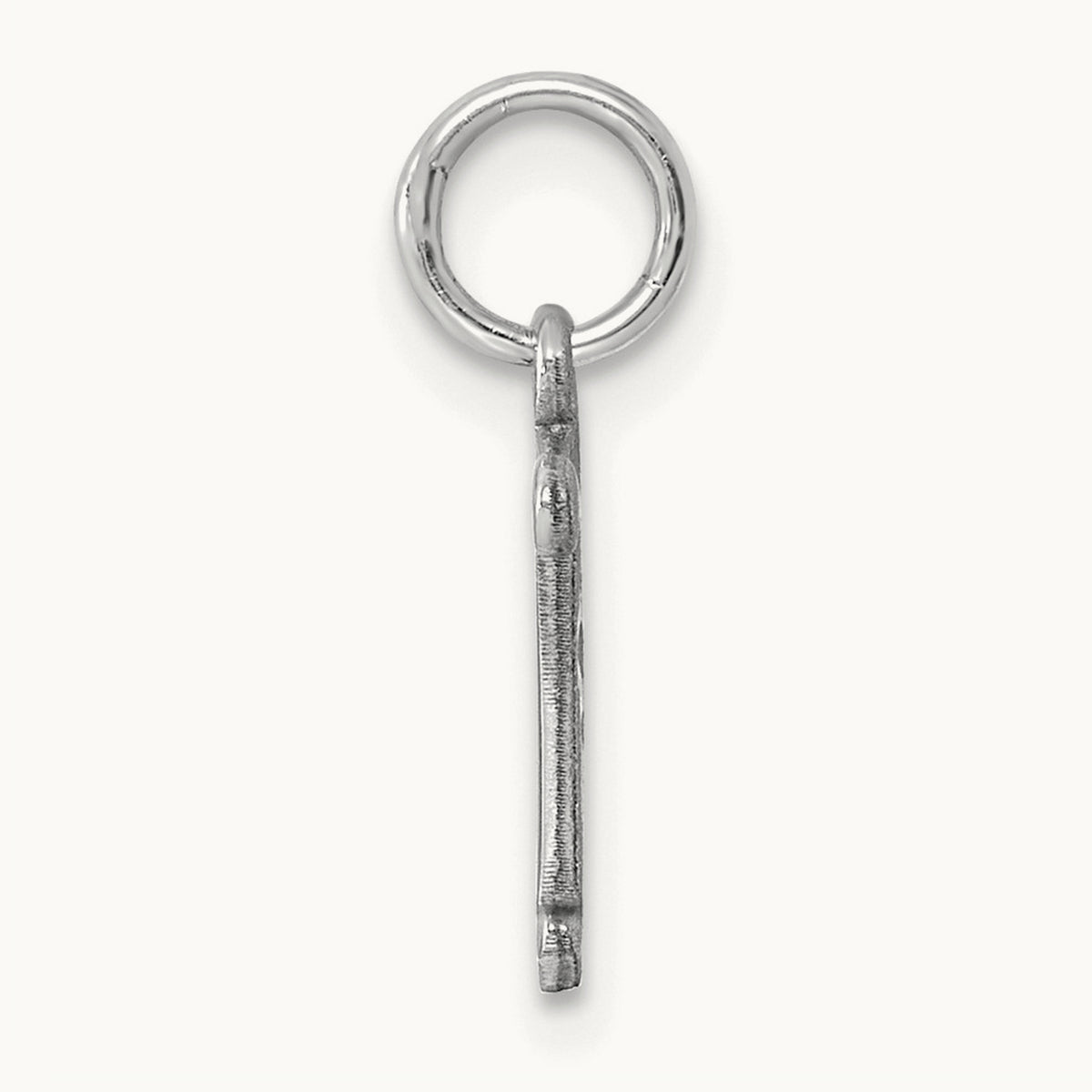 Diamond-cut Initial Charm — 14K White Gold, W