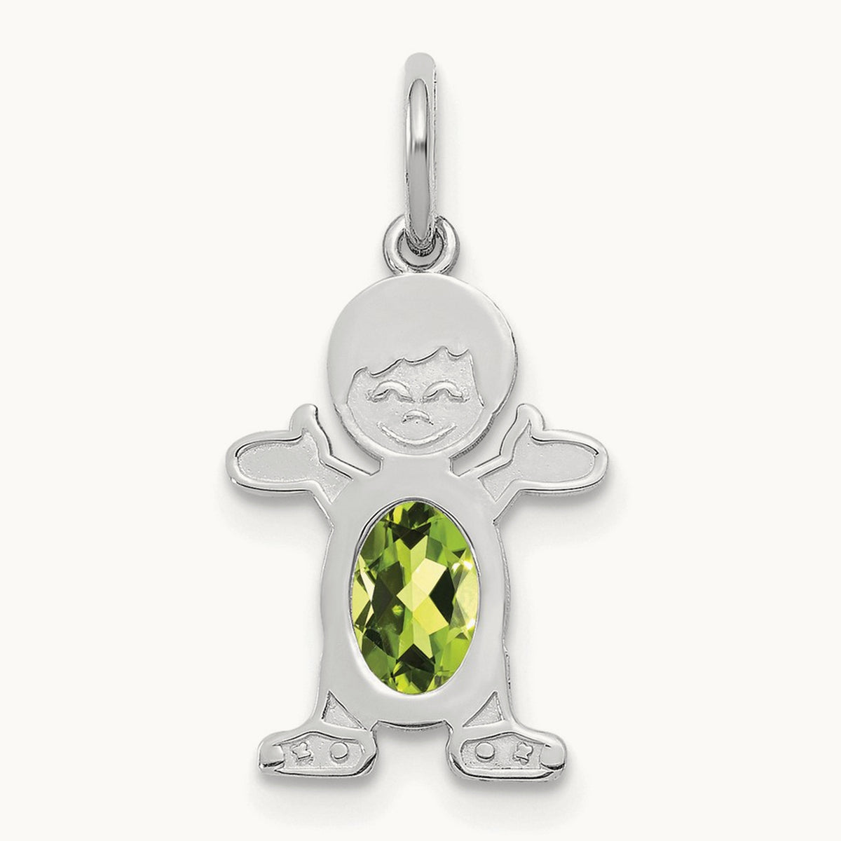 Boy 6x4 Oval Genuine Peridot-August — 14K White Gold