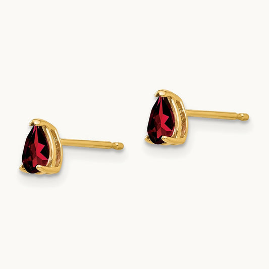 5x3mm Pear Garnet Earrings, 14K