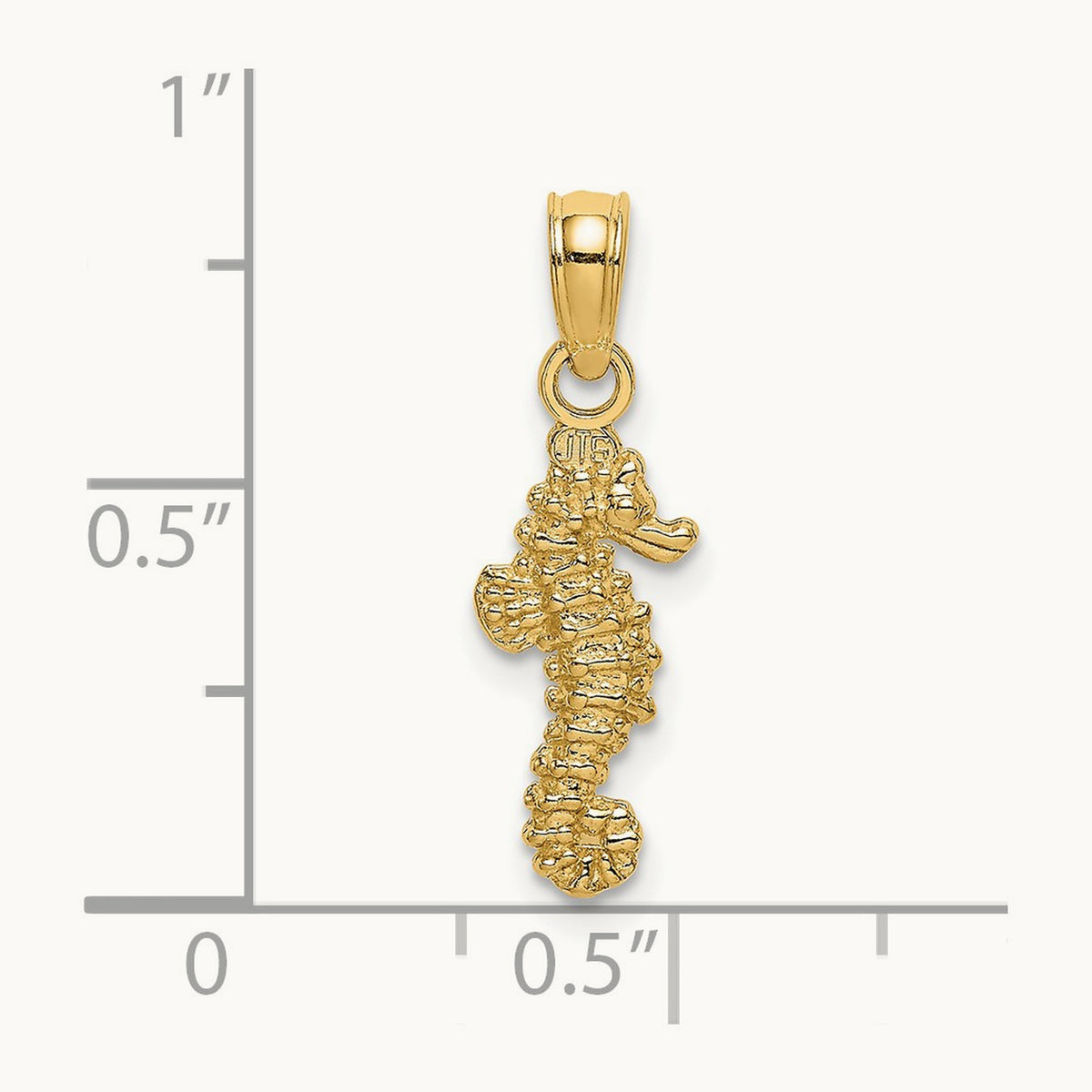 3-D Mini Seahorse Charm — 14K Yellow Gold