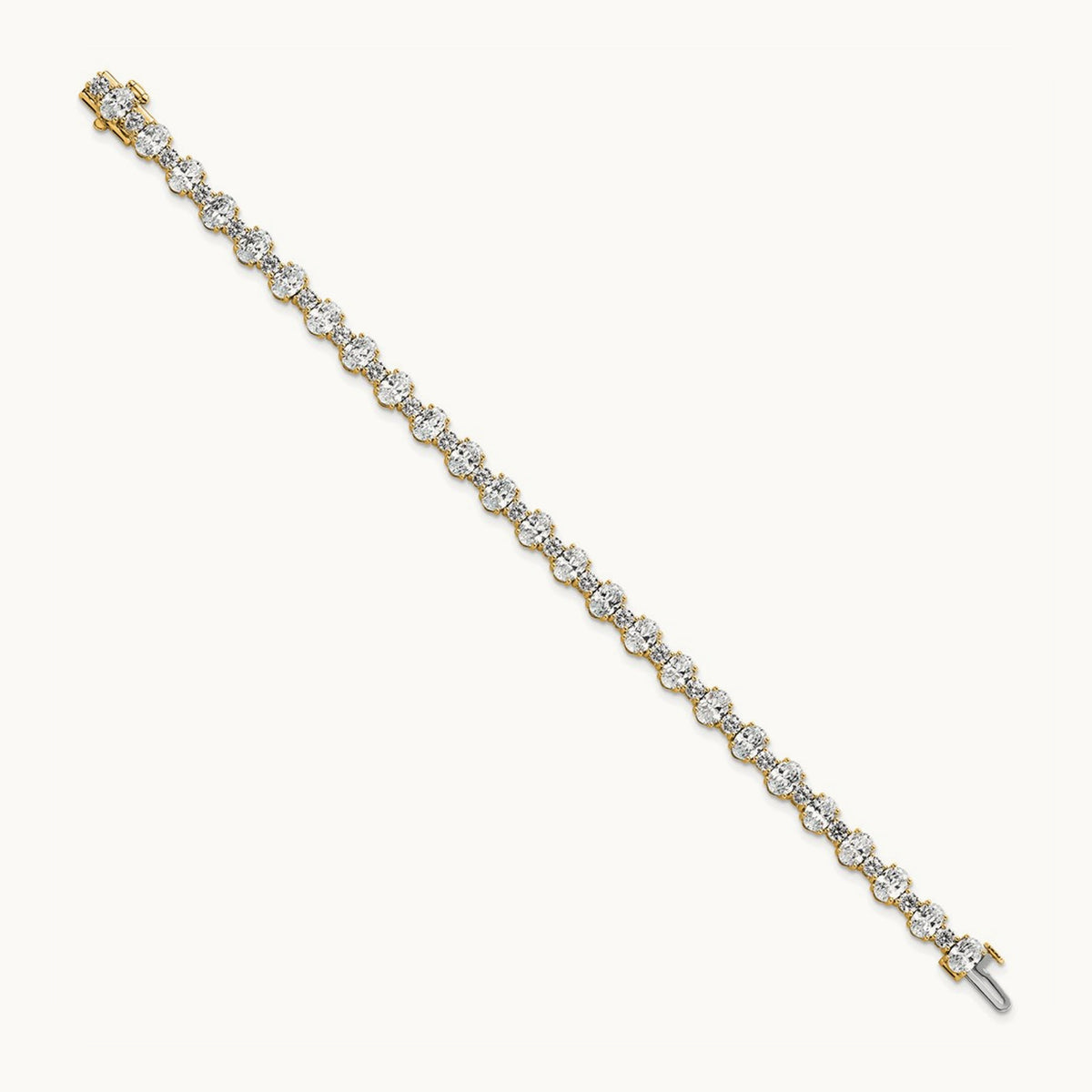 Oval/Round Tennis Bracelet, 11.00 ct tw Lab-Grown Diamond — 14K Yellow Gold