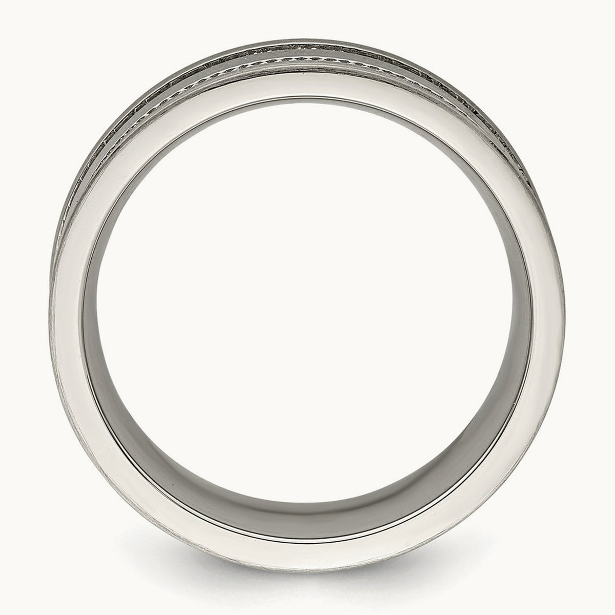 Polished and Beaded Band, 7mm, Stainless Steel