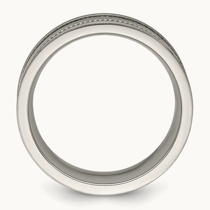 Polished and Beaded Band, 7mm, Stainless Steel