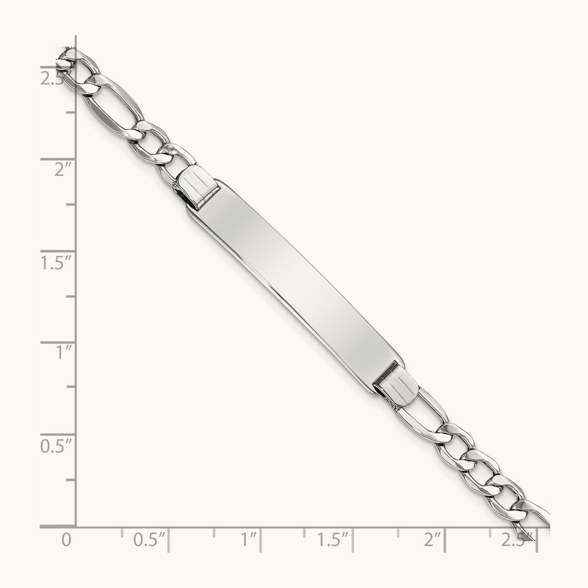 WG Polished Semi-Solid Figaro ID Bracelet, 14K
