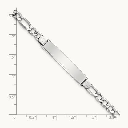 WG Polished Semi-Solid Figaro ID Bracelet, 14K